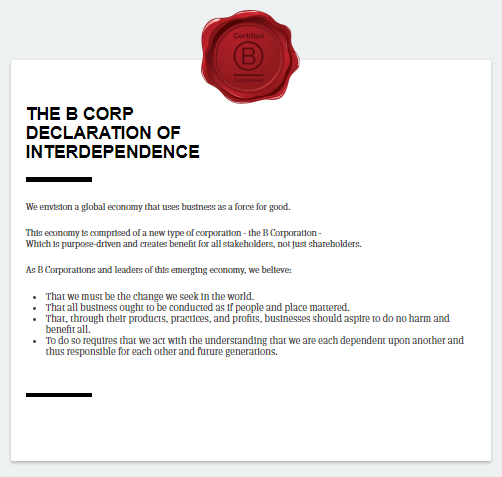 Declaration Of Interdependence - Clean Power Marketing