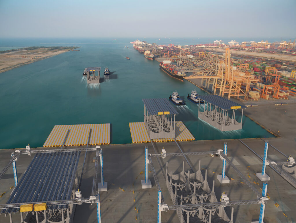 Ship For Container With Working Crane Bridge In Shipyard For Logistic Import Export - Clean Power Marketing