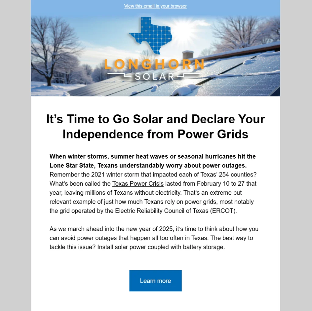 Longhorn Email - Clean Power Marketing