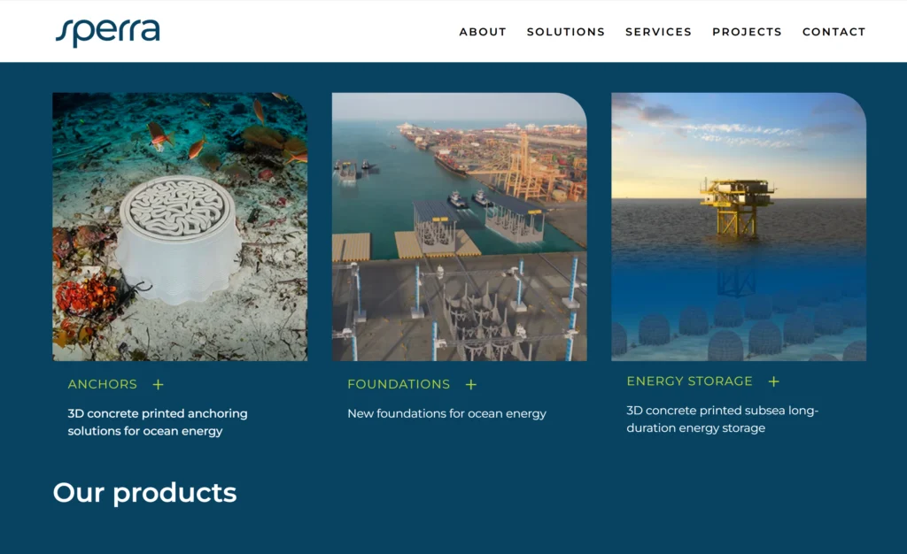 Sperra Products list on website
